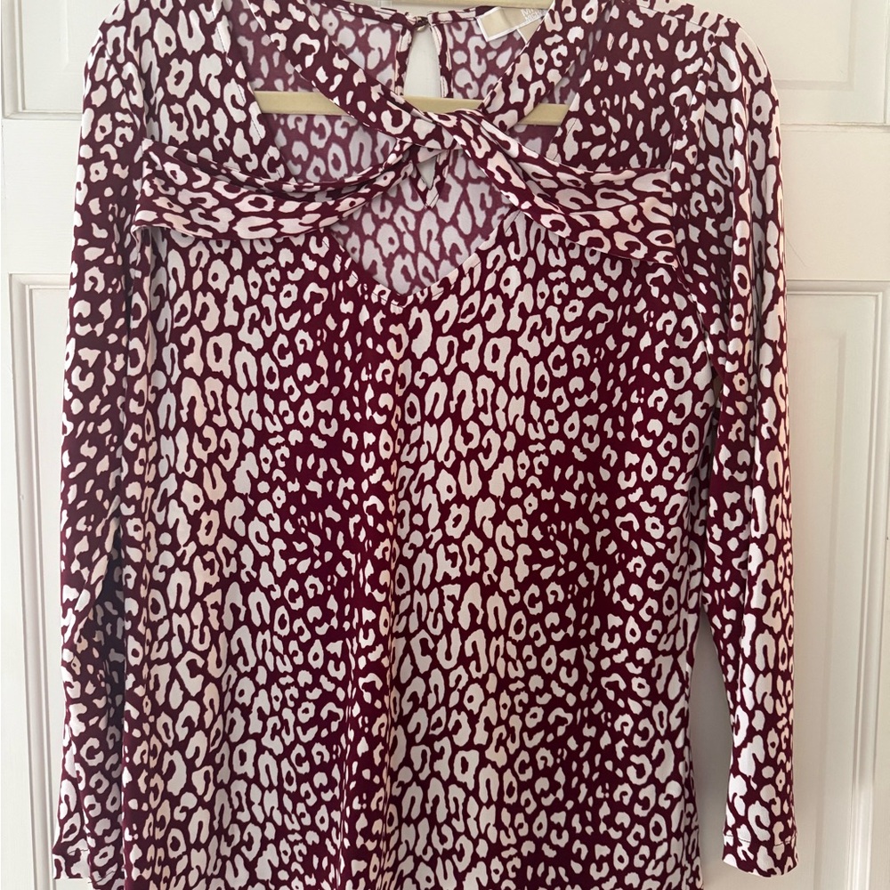 MICHAEL Michael Kors Burgundy and White Animal-Print Long-Sleeve Tops - Picture 4 of 7